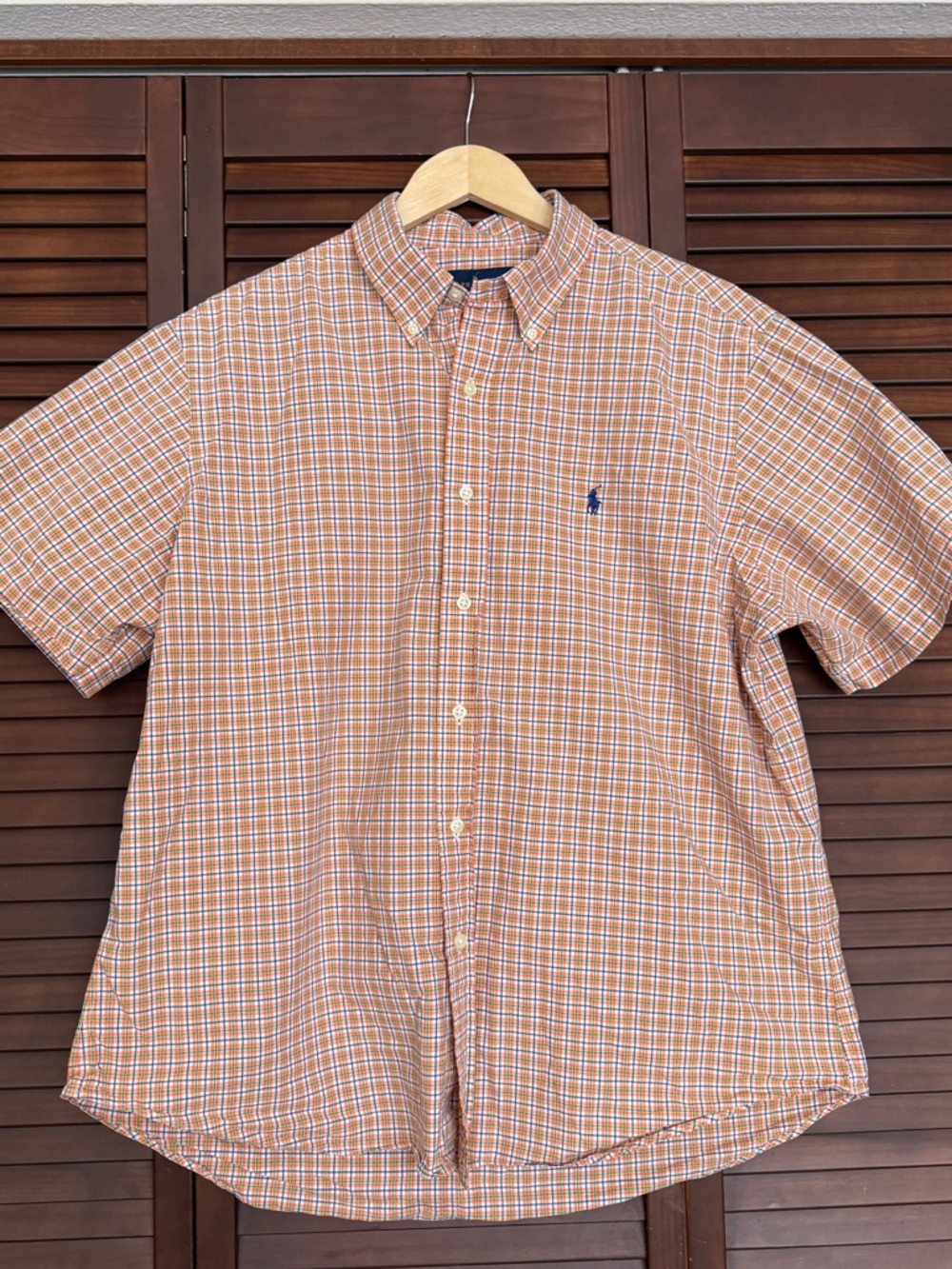 Ralph Lauren Men's Plaid Cotton Button-Up Shirt Short Sleeve Button-Down XL